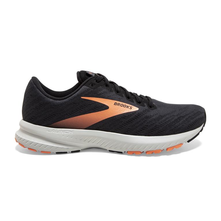 Brooks LAUNCH 7 Road Running Shoes Womens Sale - Ebony/Black/Cantaloupe (NAE824319)